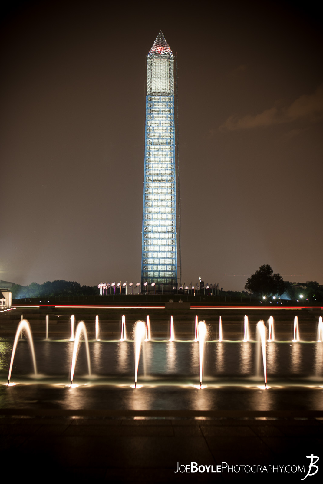  While I was in Washington, DC I was able to take some great night images of a few of the iconic landmarks that make up this city such as this image: The Washington Monument with the World War II Memorial Fountains in the foreground. 