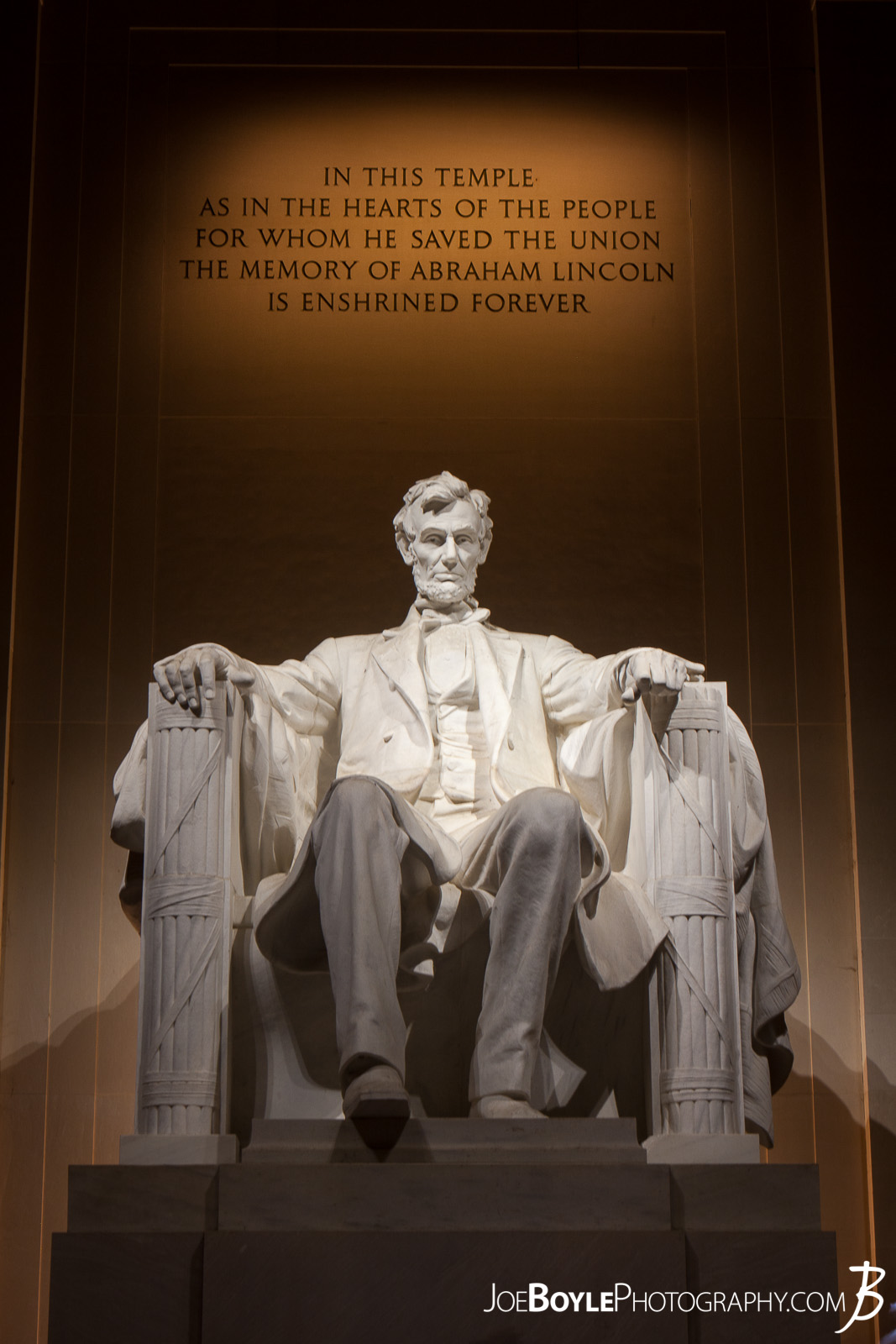  While I was in Washington, DC I was able to take some great night images of a few of the iconic landmarks that make up this city! Here is an image of the Lincoln Memorial with the epitaph over it! 