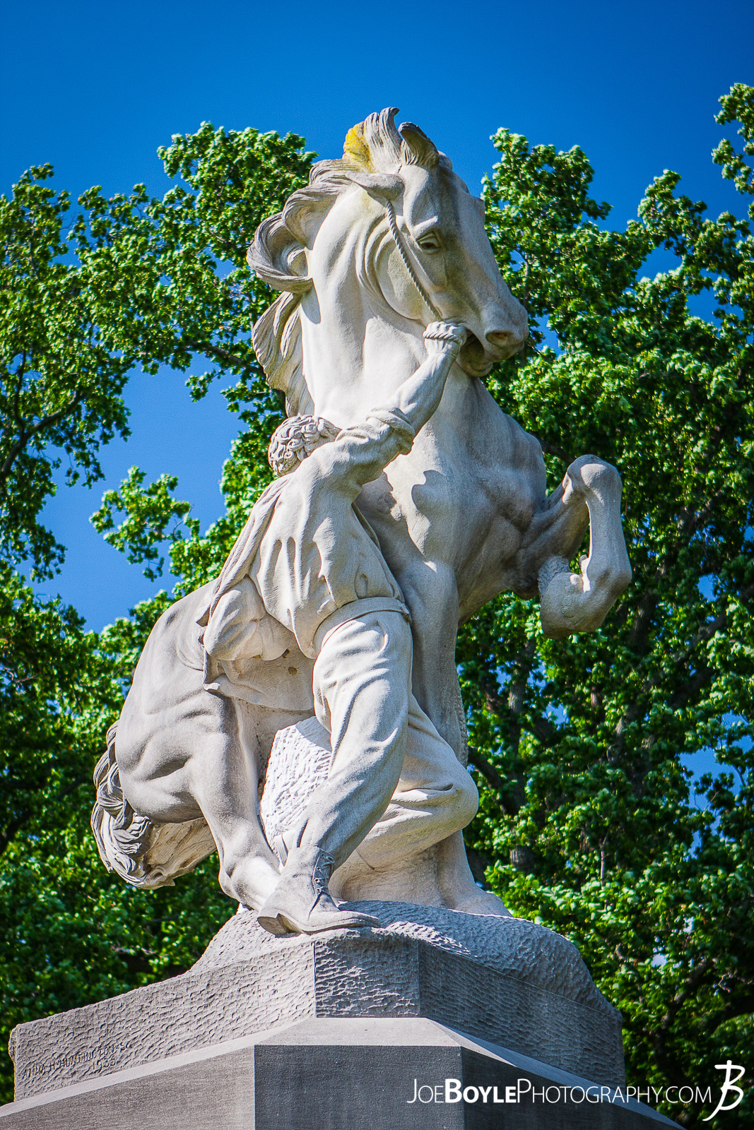  This "Conquering The Wild Statue" is found near the Lion's Bridge, a part of the Mariner's Museum in Virginia. 