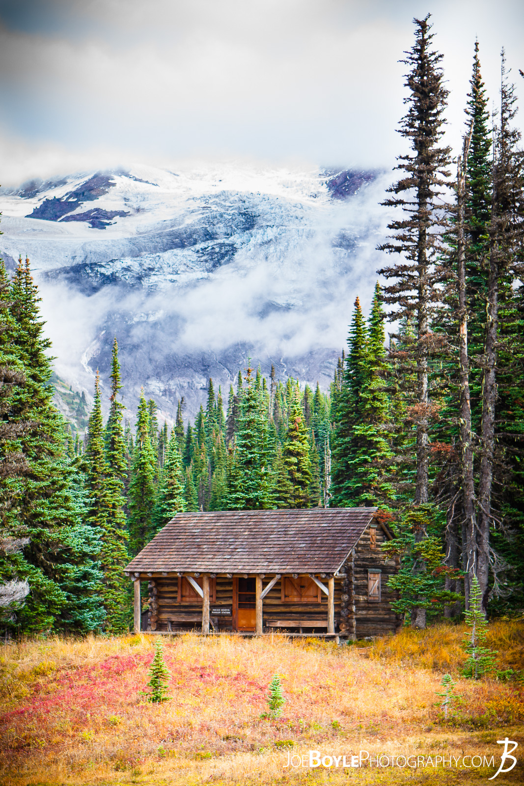 Indian Henry's Patrol Cabin with Mount Rainier as a beautiful backdrop! This was a short distance off of the main Wonderland Trail. 