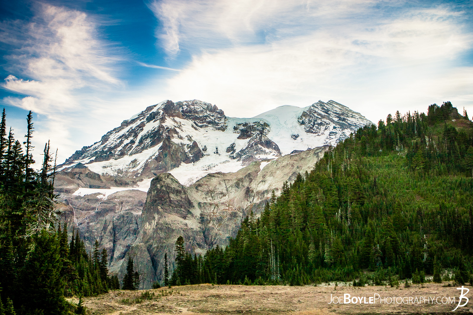  This was our view in the morning of Mount Rainier after our stay at the Klapatche Park Campground. 