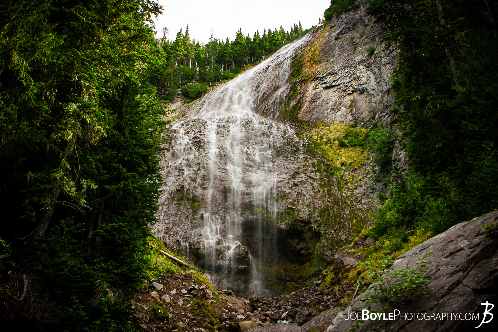  After we left Mowich Lake Campground, my buddy and I decided to take the Spray Park trail instead of the Wonderland Trail Proper. On the way we had the chance to see this spectacular Waterfall! Spray Falls is a short side-trip off of the Spray Park Trail. 