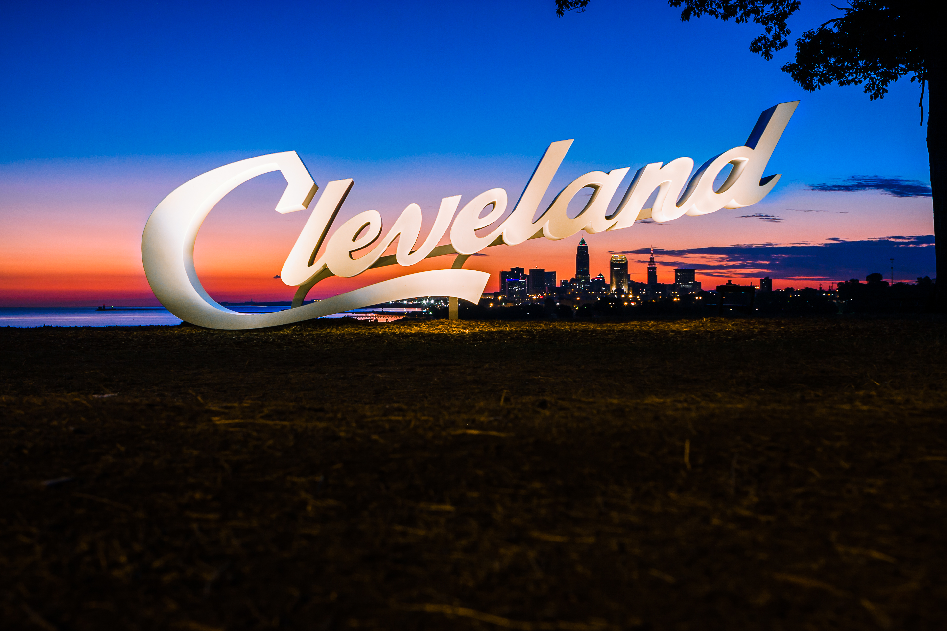  This photo is of the newly installed sign at Edgewater Park (The Upper Portion), right before sunrise. I love the colors during these twilight hours! This sign was installed shortly after the Cleveland Cavs won the championship! 