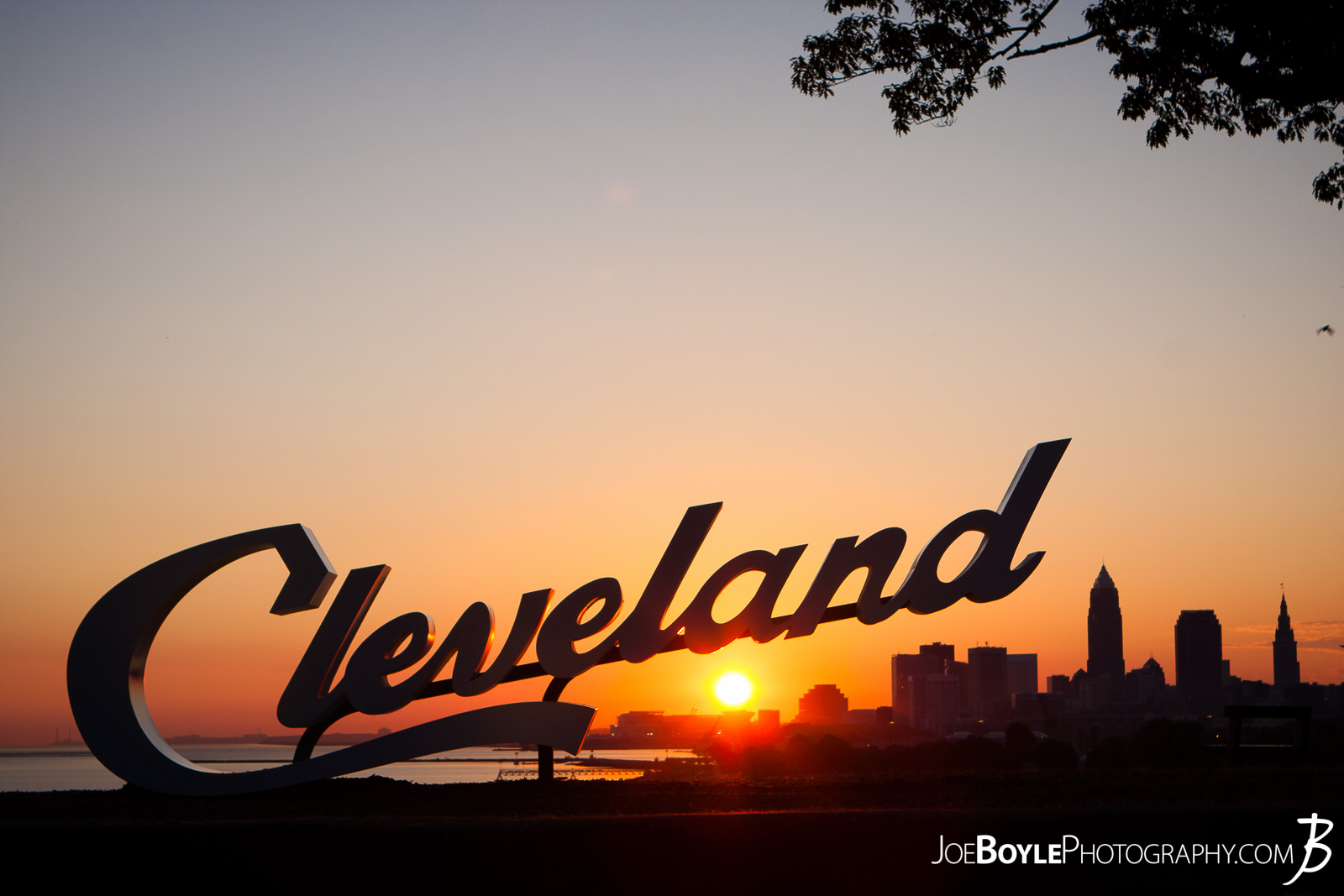 This photo is of the newly installed sign at Edgewater Park (The Upper Portion), right at sunrise! This sign was installed shortly after the Cleveland Cavs won the championship! 