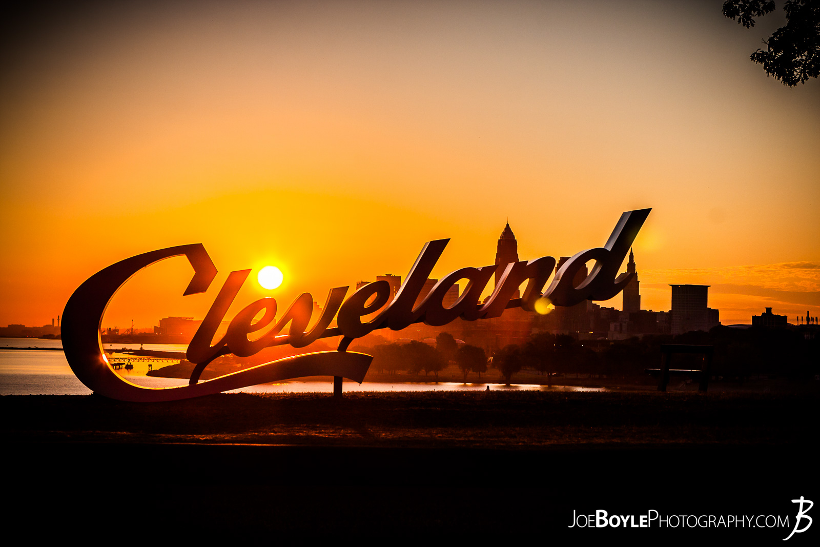  This photo is of the newly installed sign at Edgewater Park (The Upper Portion), right at sunrise! This sign was installed shortly after the Cleveland Cavs won the championship! 