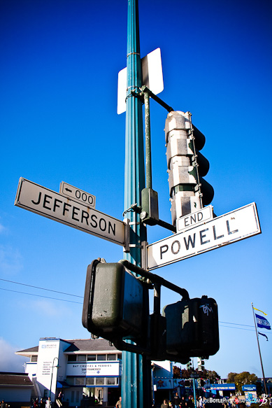 The intersection of two streets in San Francisco.