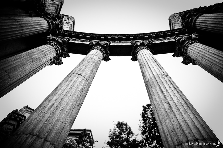Columns like these are all over the place at the Palace of Fine Arts, located in San Francisco.