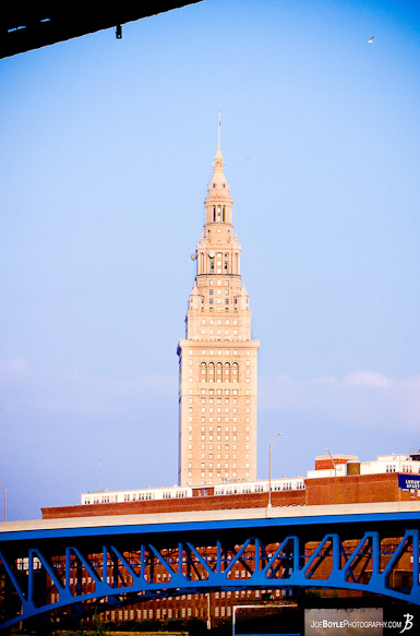 This photo of the terminal tower was taken from Whiskey Island.