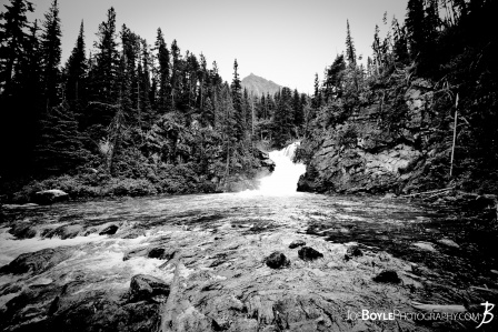waterfall-in-glacier-national-park-wide-black-white