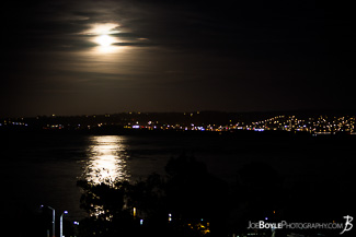 The moon rising over Monterey Bay...