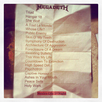 blog megadeth mexico city setlist